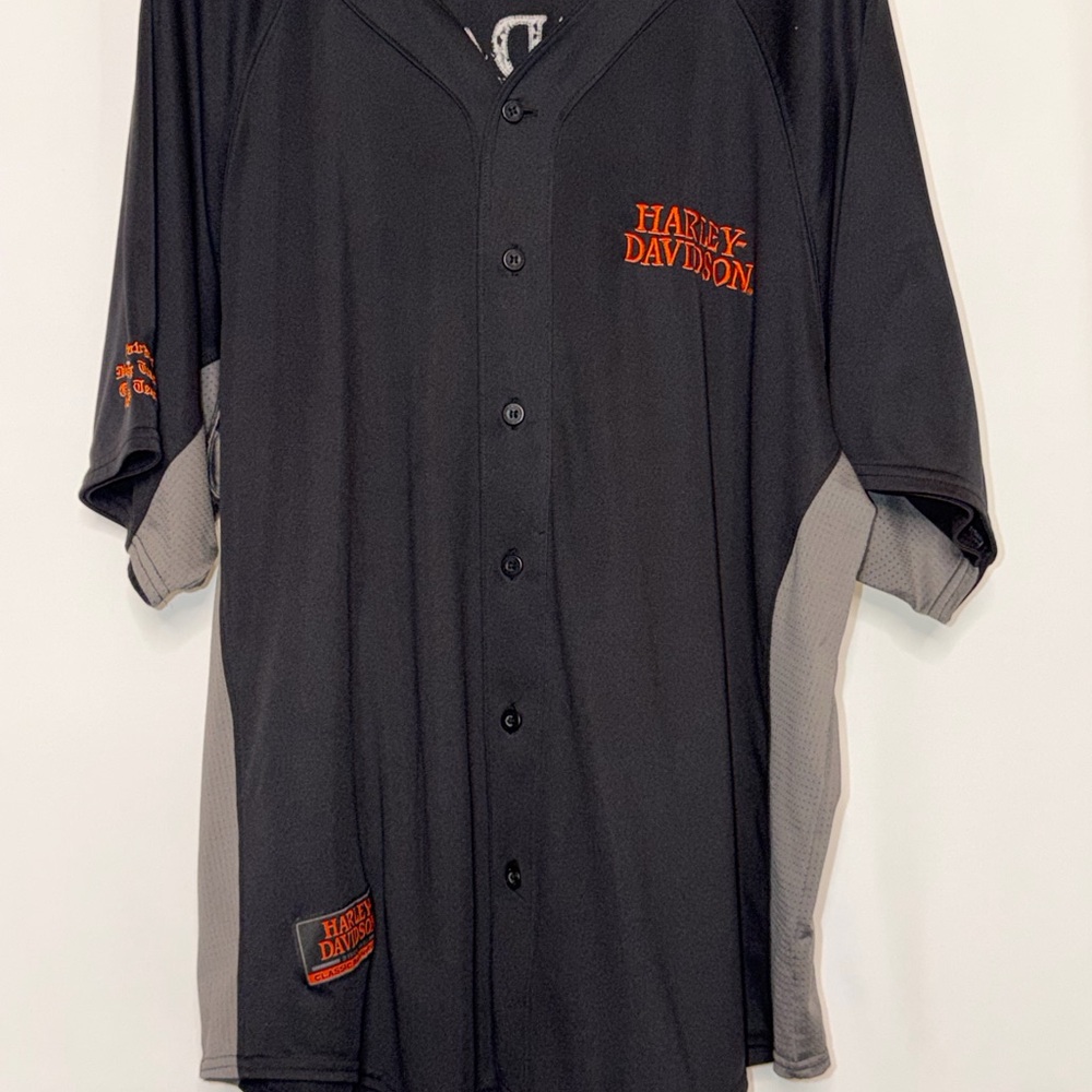 Harley-Davidson Black and Orange Casual Shirt